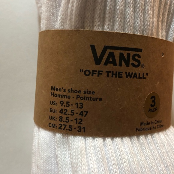 Vans Crew Socks, White, 3 Pair - Picture 3 of 8